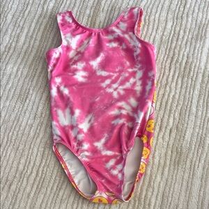 Destira gymnastics leo Pink Tie-Dye with smiley faces 😍